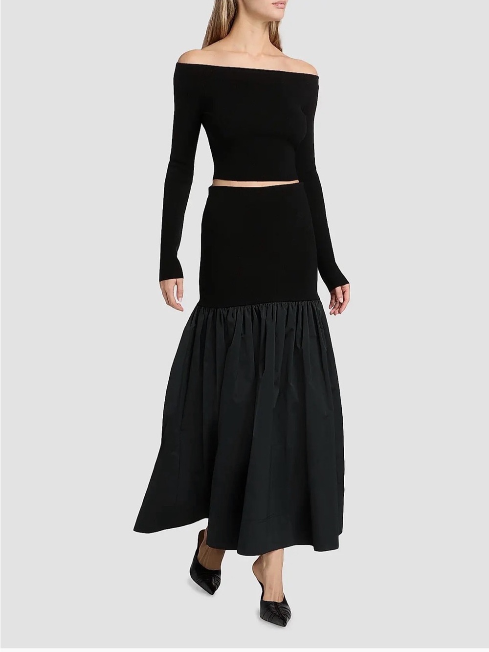A.L.C. Black Tiered Maxi Skirt